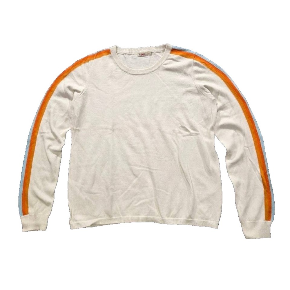 Faherty Throwback Striped Sleeve cashmere Sweater crew top Size Medium A009416